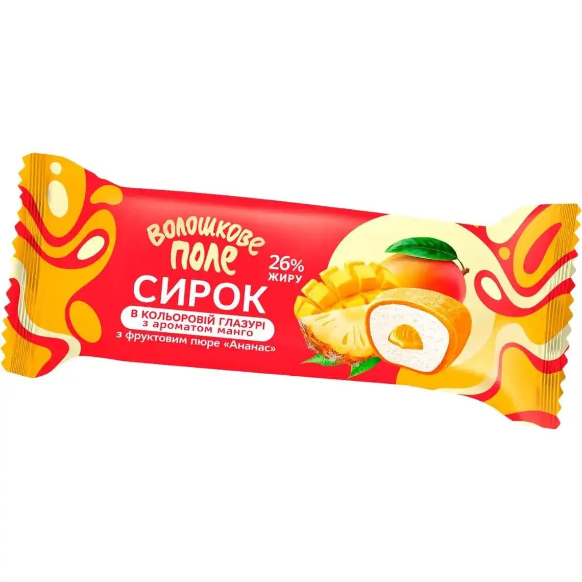 Сирок глазурований Волошкове Поле Манго-Ананас у кольоровій глазурі 26% 36 г - зображення 1