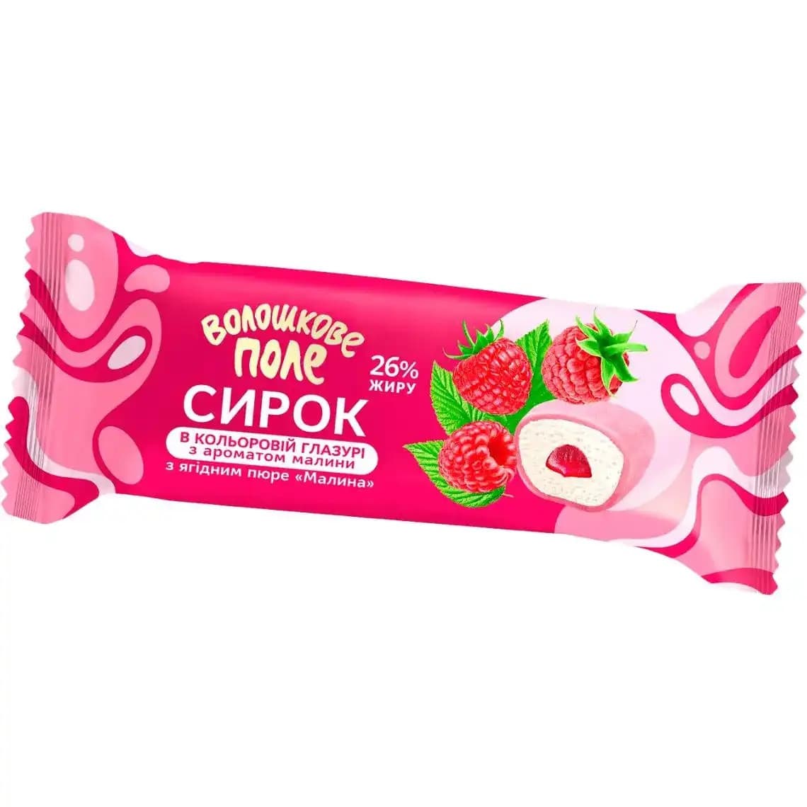 Сирок глазурований Волошкове Поле Малина у кольоровій глазурі 26% 36 г - зображення 1