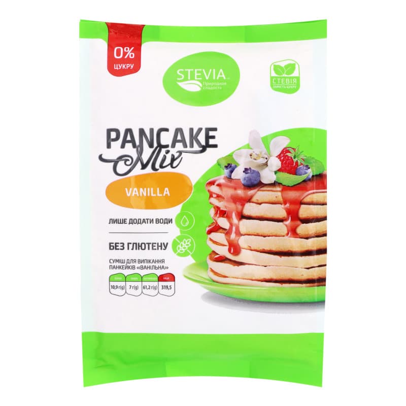 Суміш для панкейків без цукру Stevia Ваніль 300 г - зображення 1